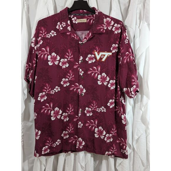 Virginia Tech 2XL Maroon Hawaiian Button Up w/Embroidered Logo by Chiliwear VTG - Picture 1 of 6